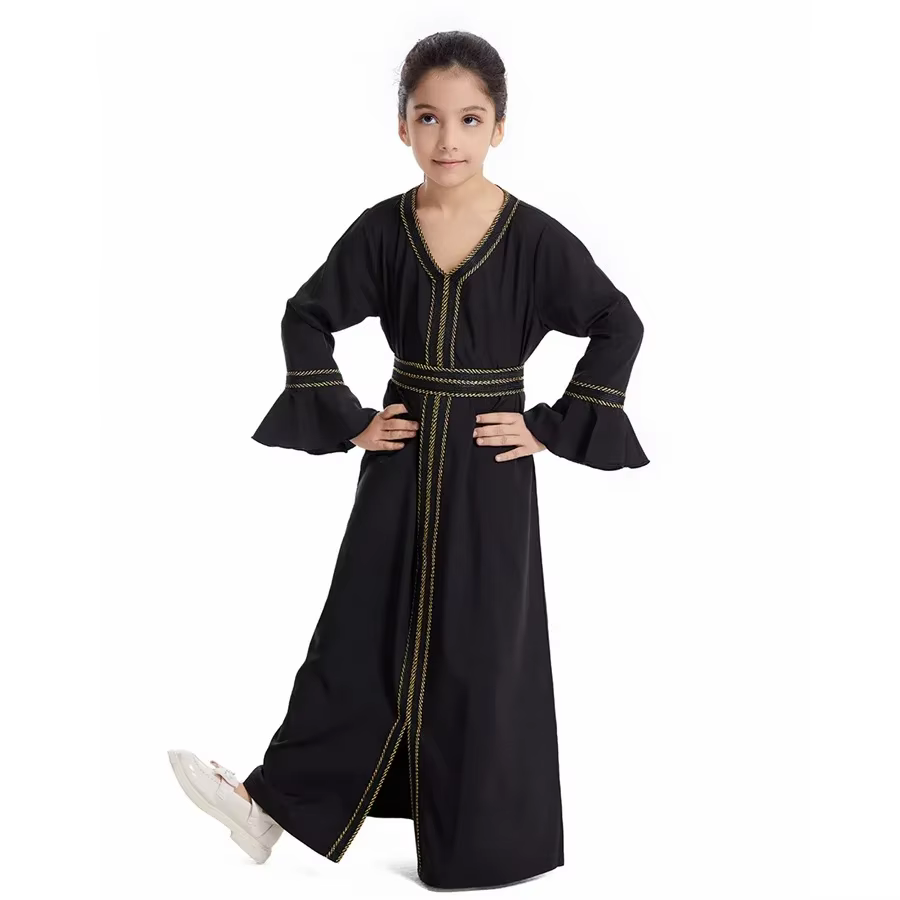 Abaya Pour Fille Brodée Avec Ceinture
