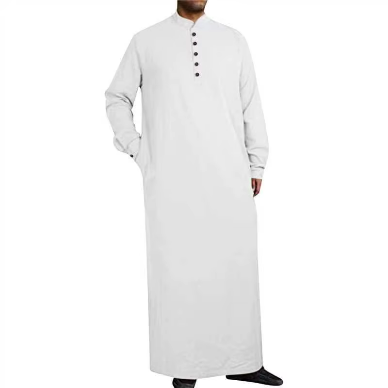 Abaya Homme Elégante Col Montant Manche longues