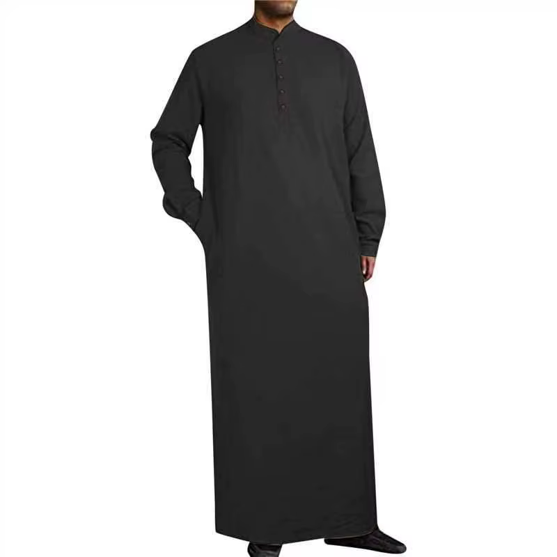 Abaya Homme Elégante Col Montant Manche longues