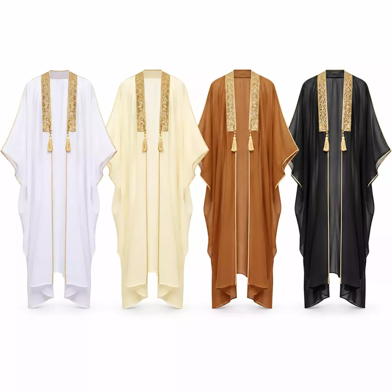 Abaya Homme  style kimono brodée