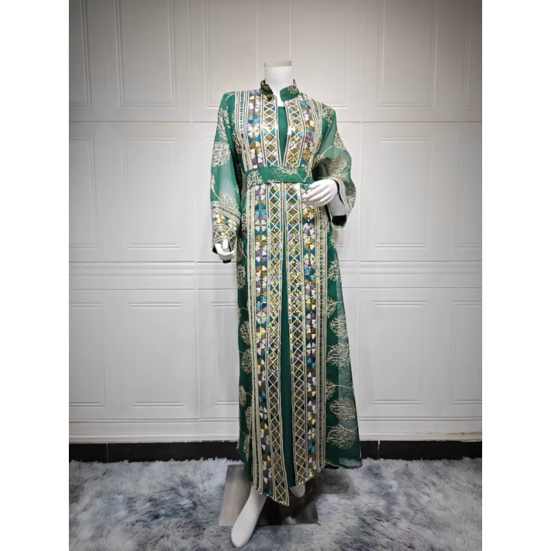 Abaya Dubai  brodée ensemble 2 Pièces