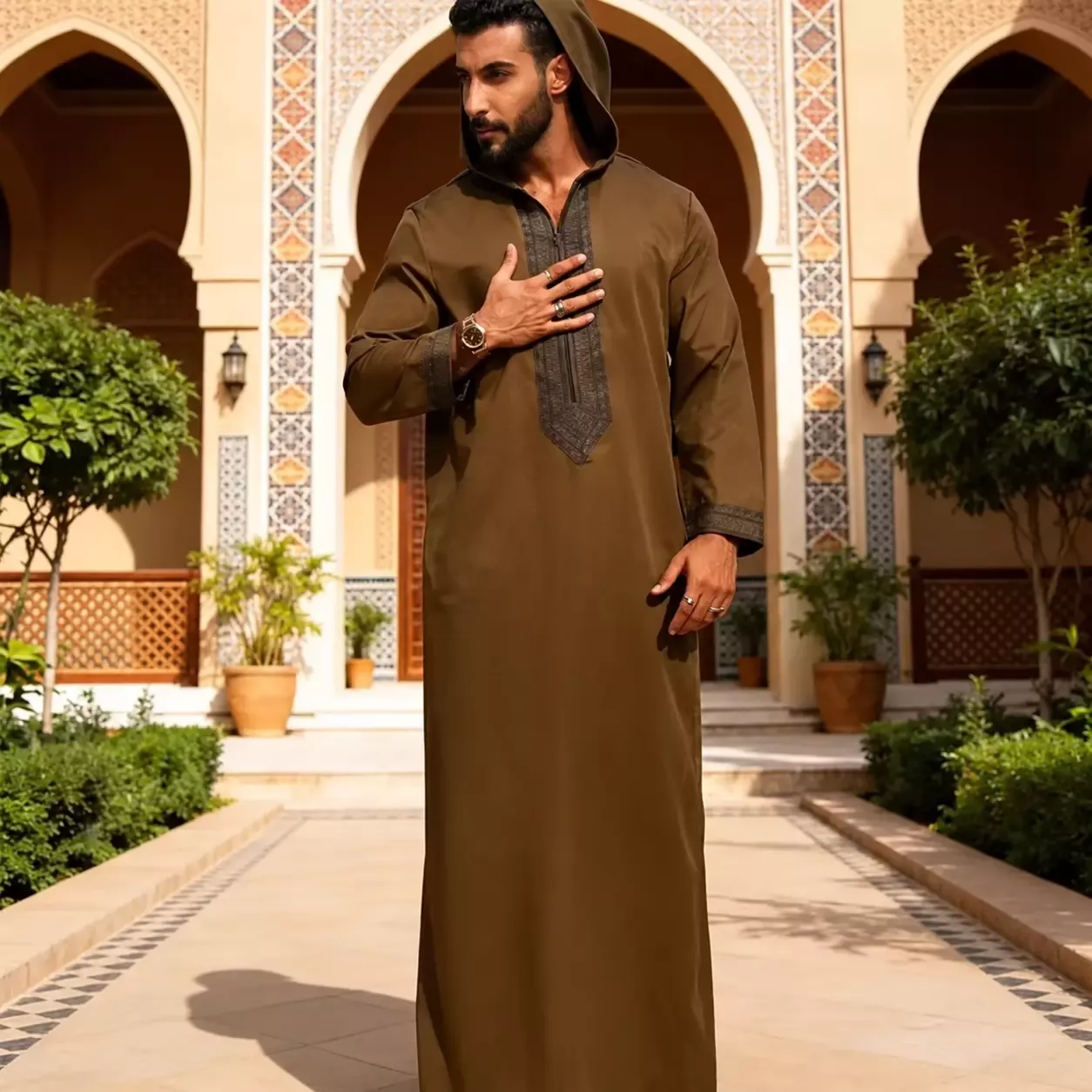 Abaya à Capuche, Brodée