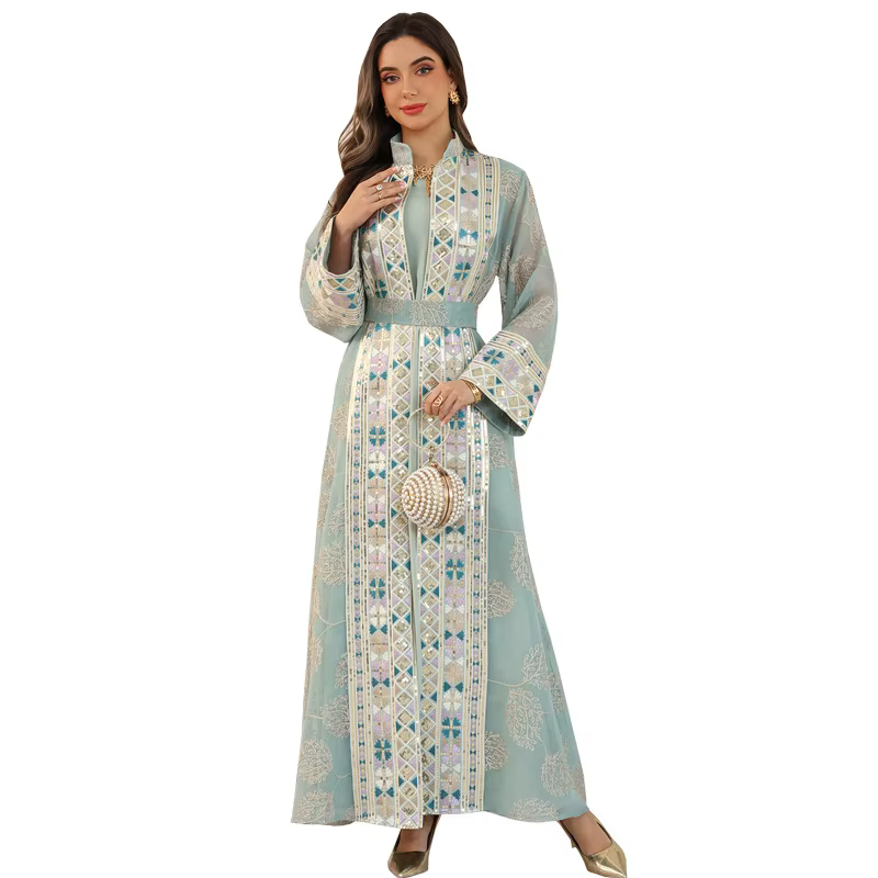 Abaya Dubai  brodée ensemble 2 Pièces