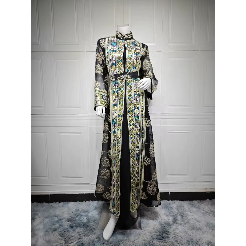 Abaya Dubai  brodée ensemble 2 Pièces
