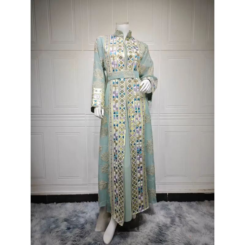 Abaya Dubai  brodée ensemble 2 Pièces