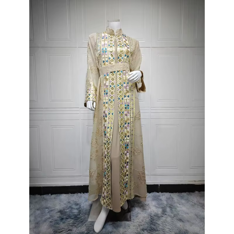 Abaya Dubai  brodée ensemble 2 Pièces