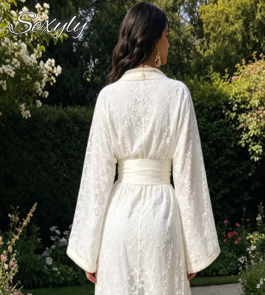  Abaya Dubaï, en dentelle élégante manches évasées