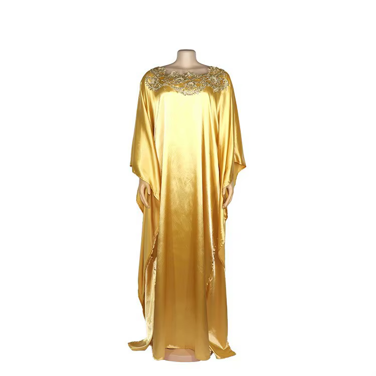 Robe Abaya Dubai Ample Tissu de Soie Brodée "Diamant" 
