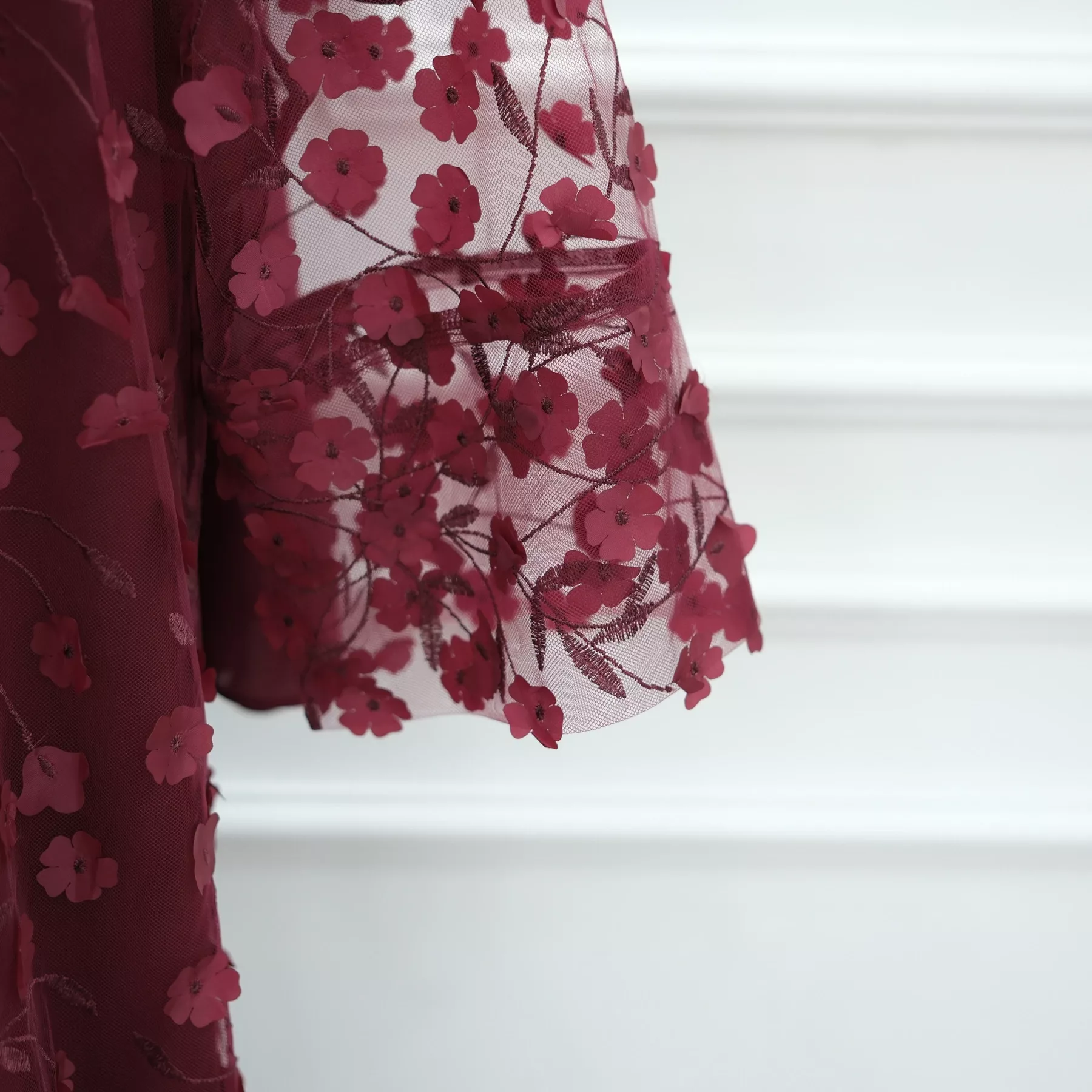 Abaya Dentelle 3 Pièces avec Broderie
