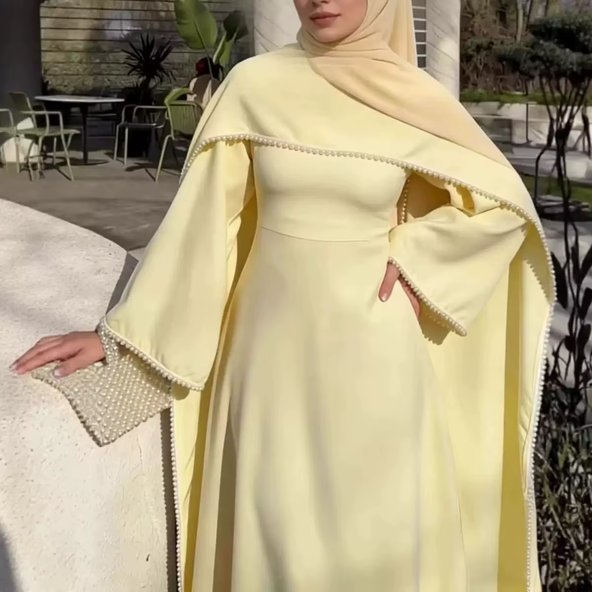 Abaya Dubai Luxe  Perlée 2 Pièces Perlée