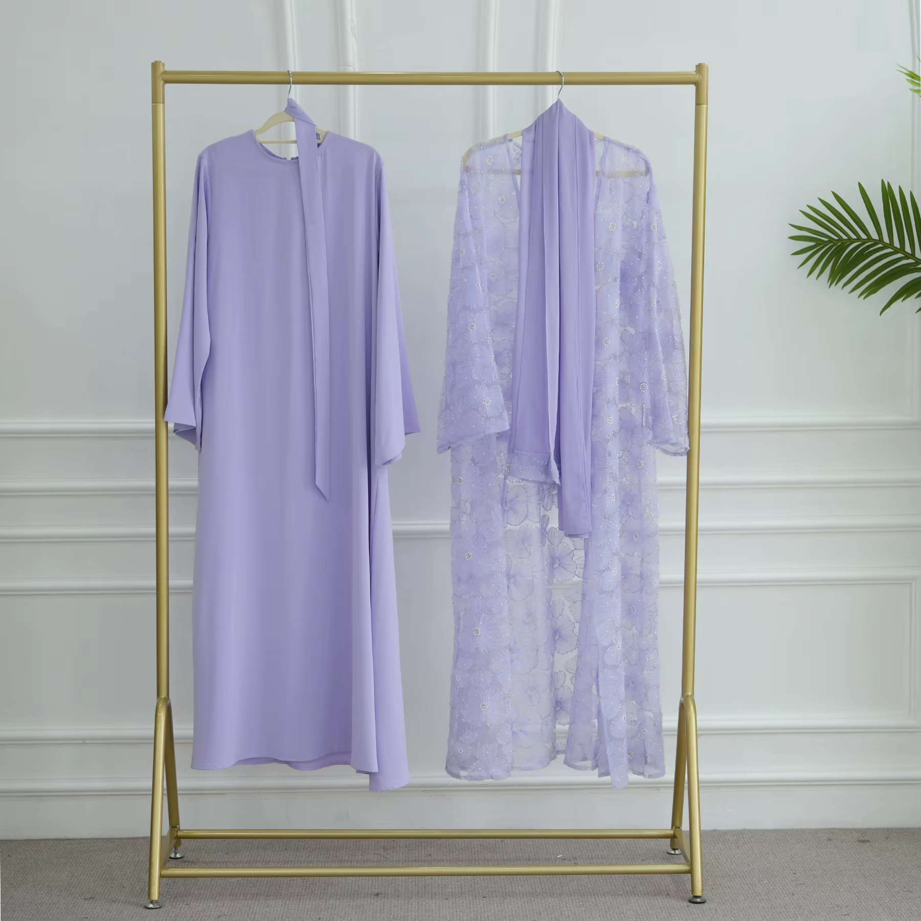  Abaya Dubai dentelle florale perlée