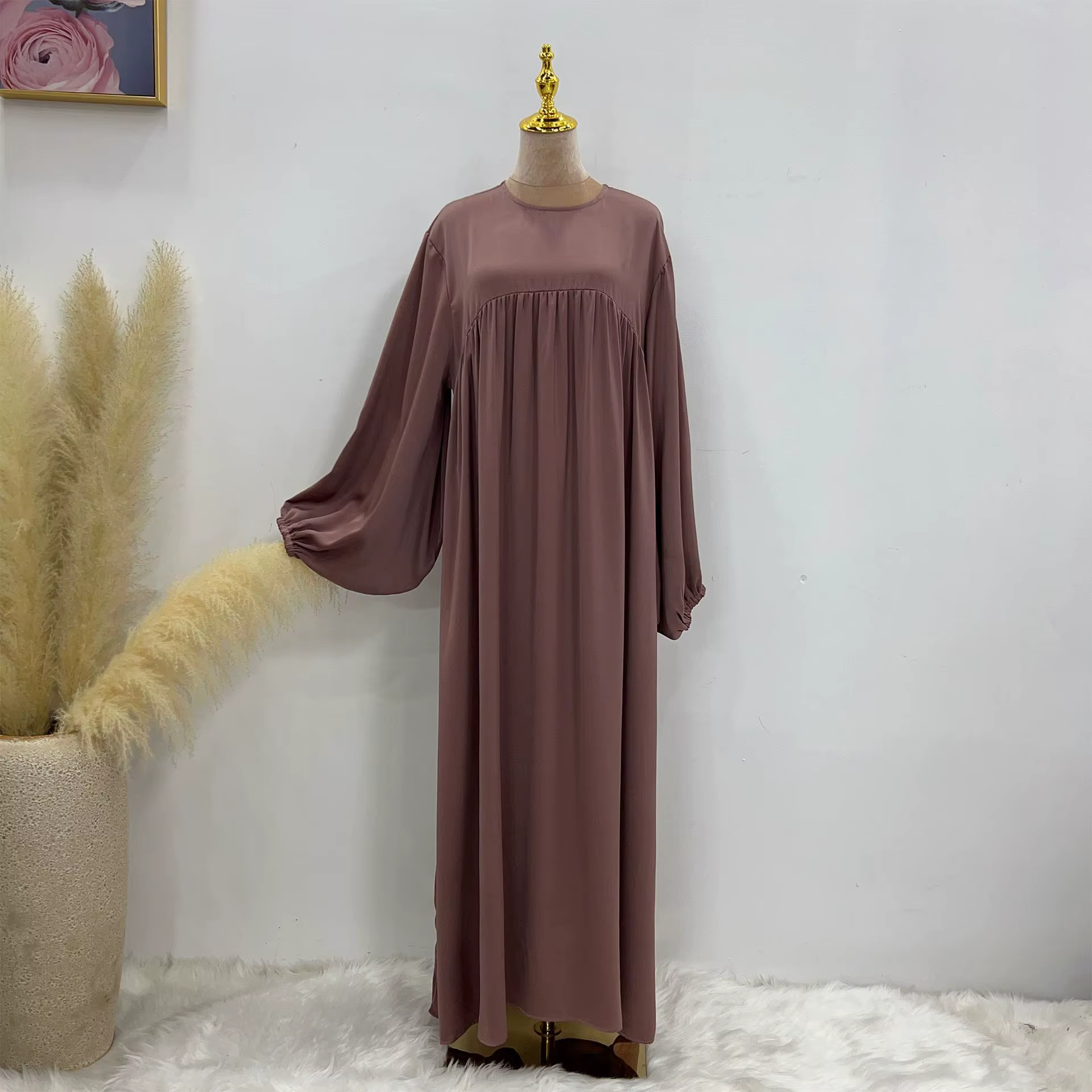 Abaya Manches ballon Velours Satin