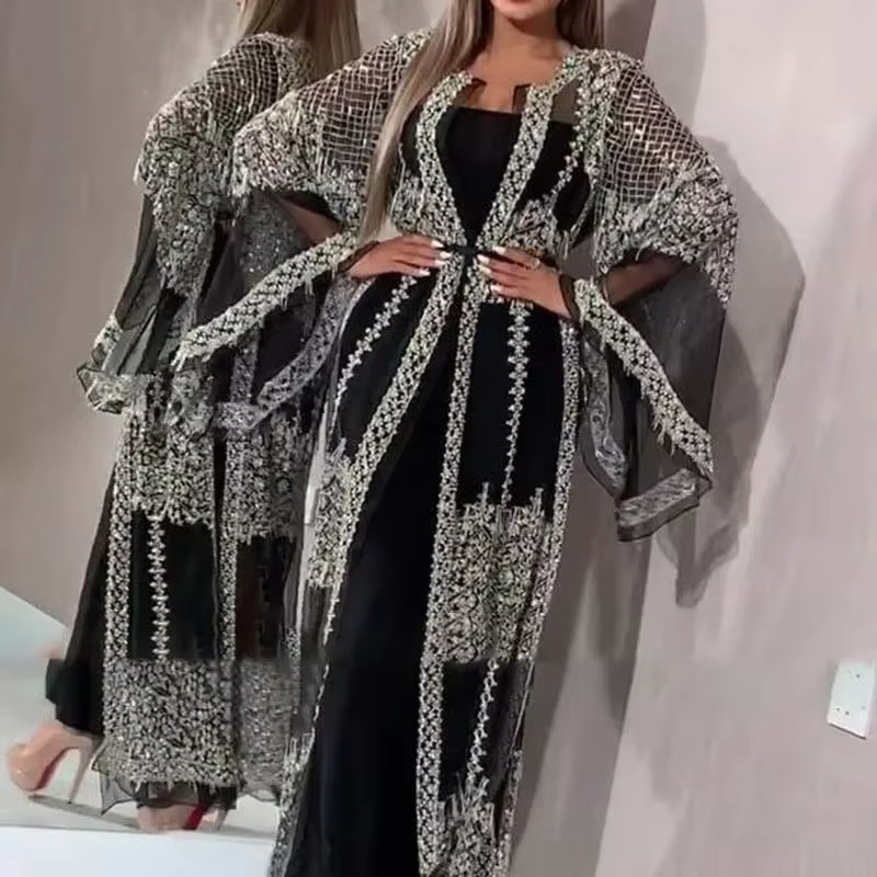 Abaya de luxe dentelle avec paillettes 