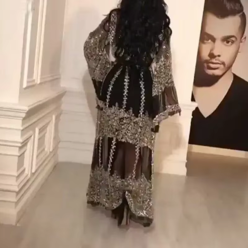 Abaya de luxe dentelle avec paillettes 