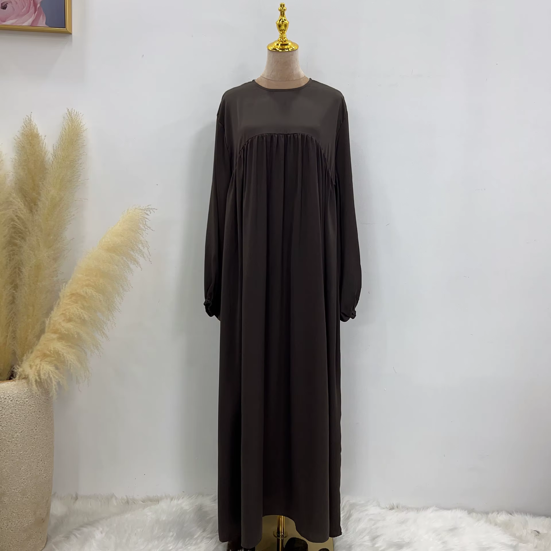 Abaya Manches ballon Velours Satin