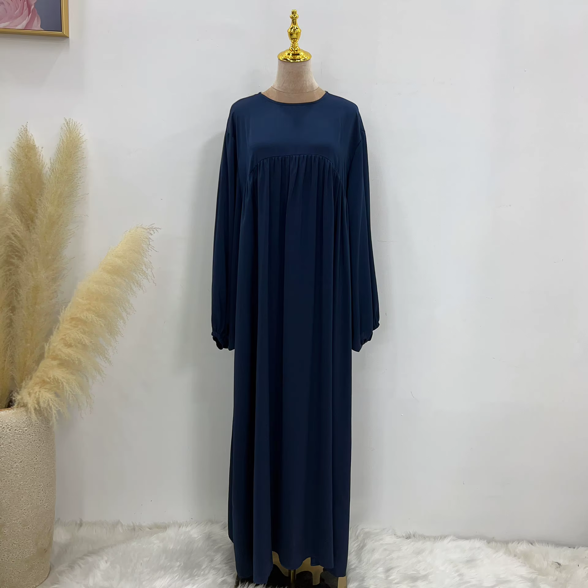 Abaya Manches ballon Velours Satin