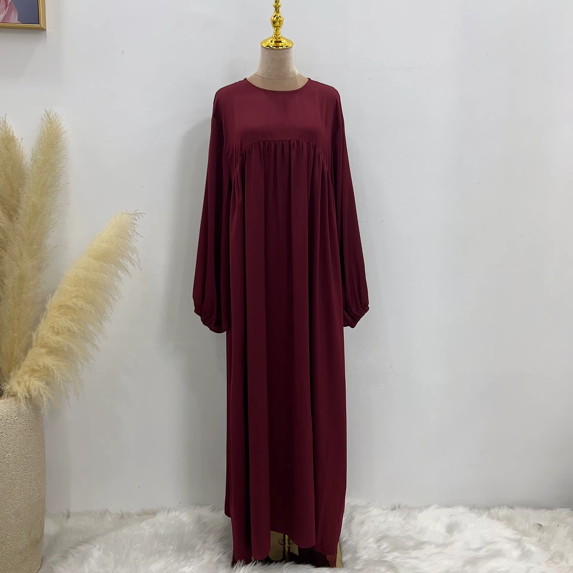 Abaya Manches ballon Velours Satin
