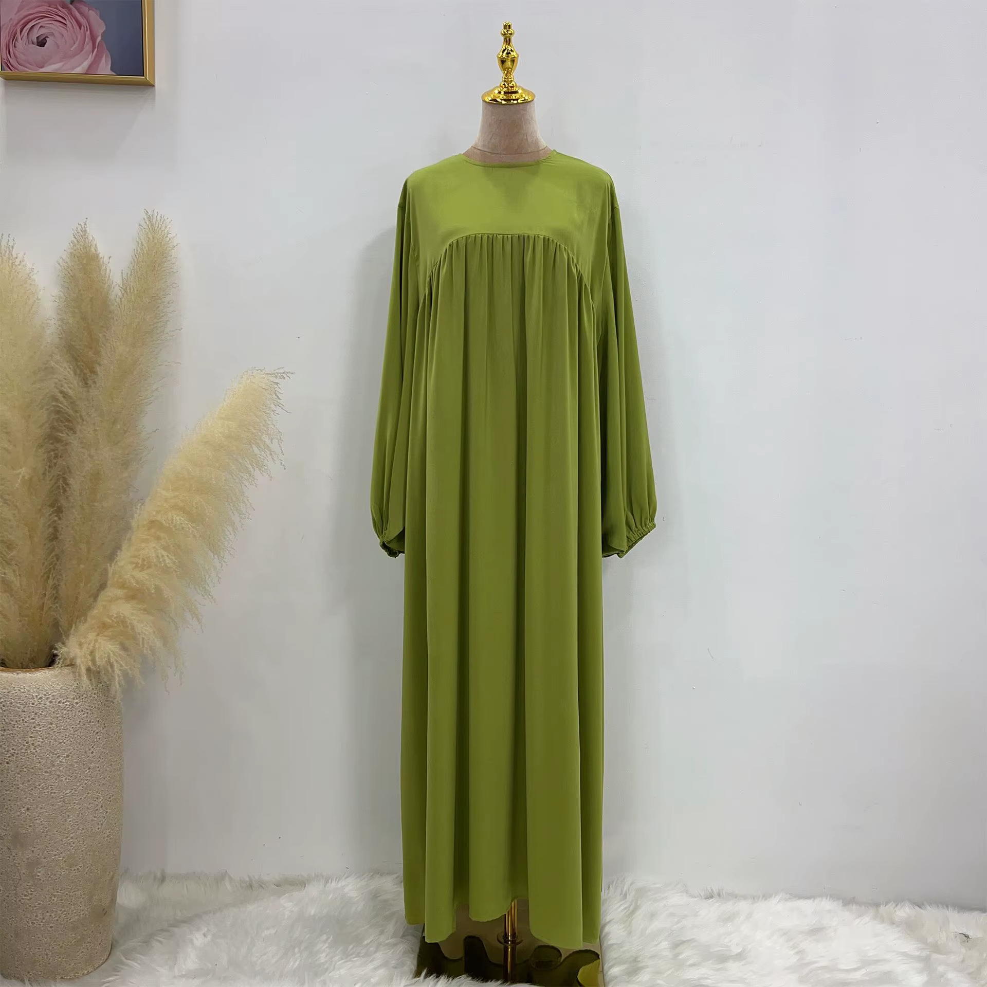 Abaya Manches ballon Velours Satin