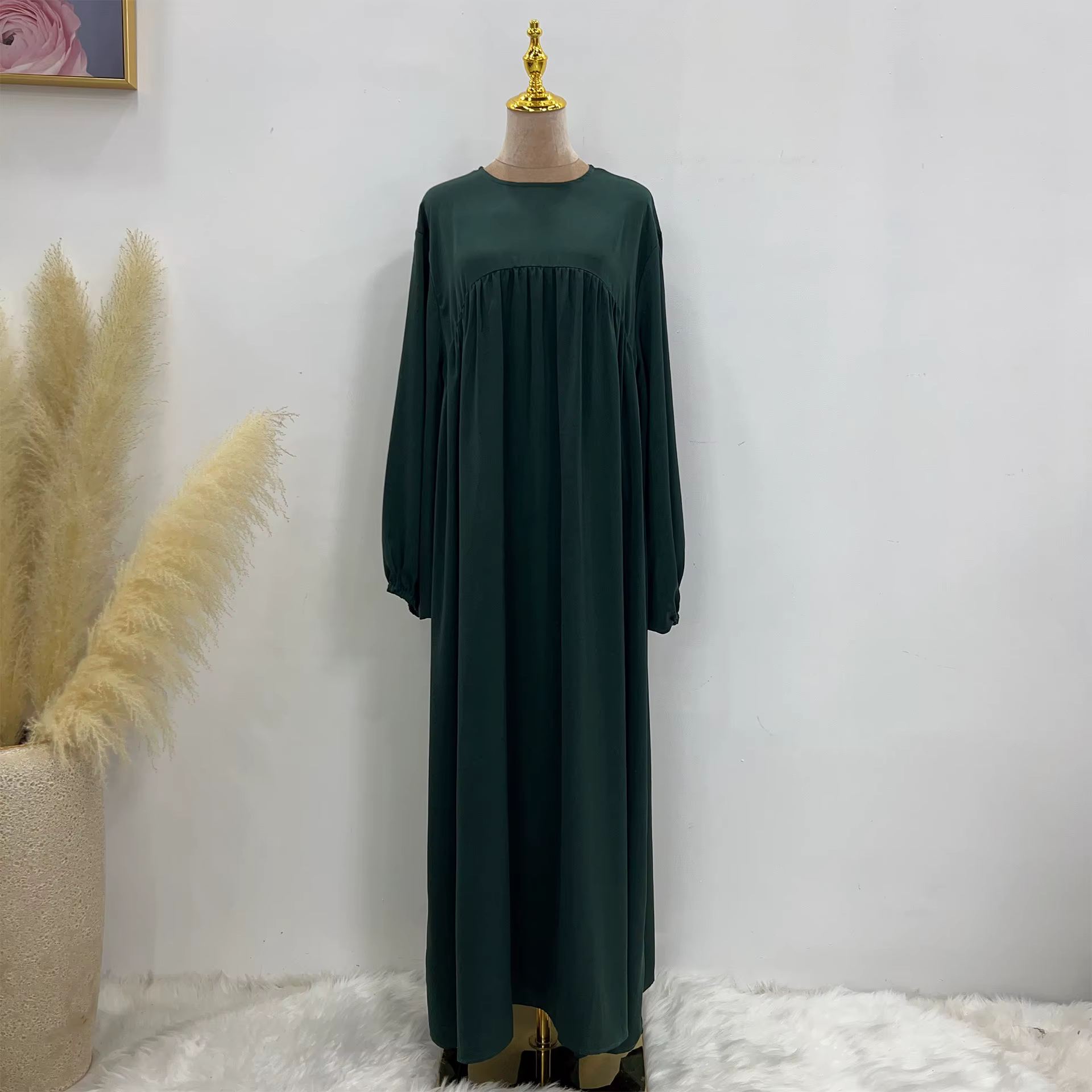 Abaya Manches ballon Velours Satin