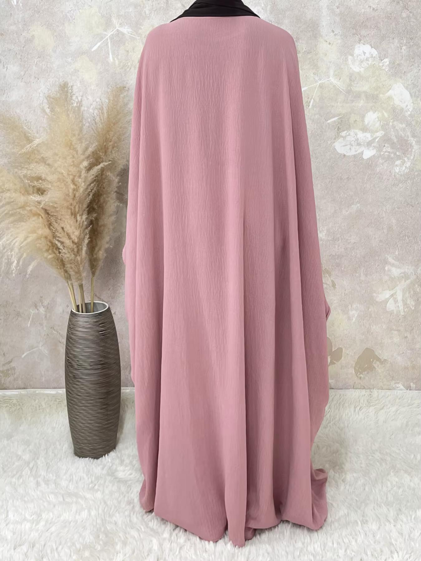 Abaya  Dubaï Manche Aile de Chauve-souris avec Ceinture Ajustable Discrète