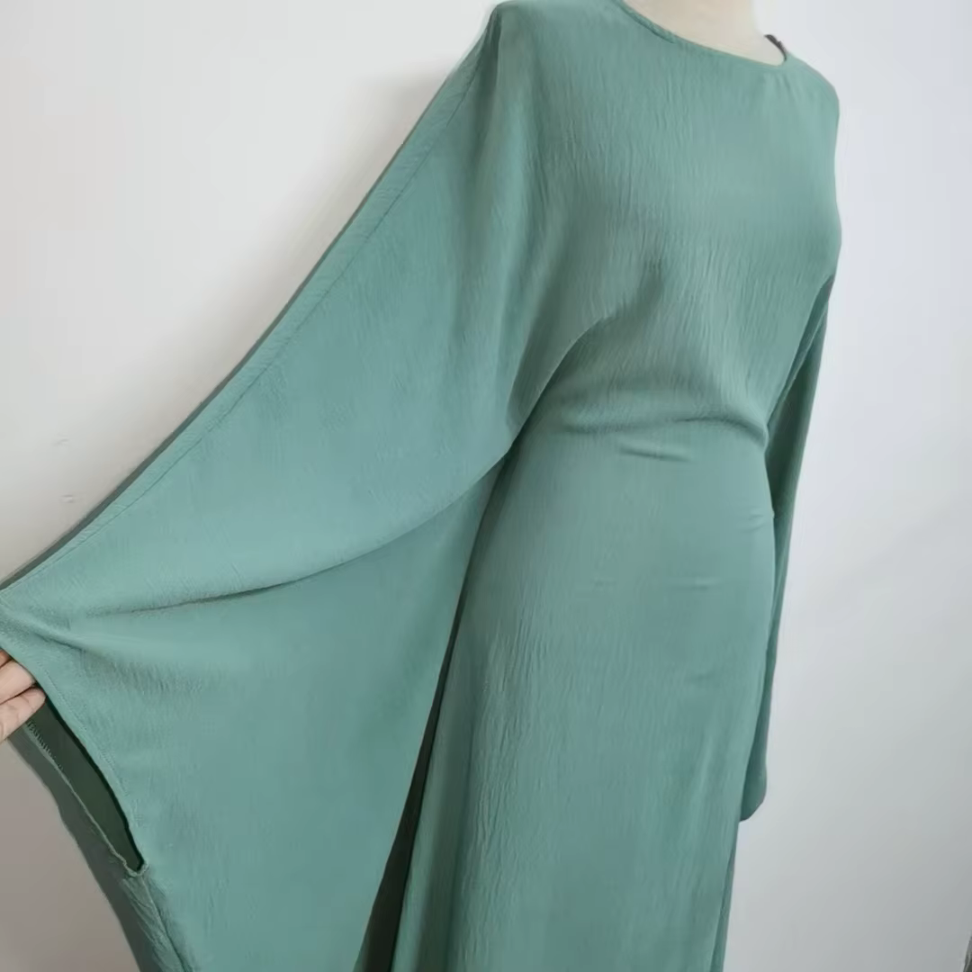 Abaya  Dubaï Manche Aile de Chauve-souris avec Ceinture Ajustable Discrète