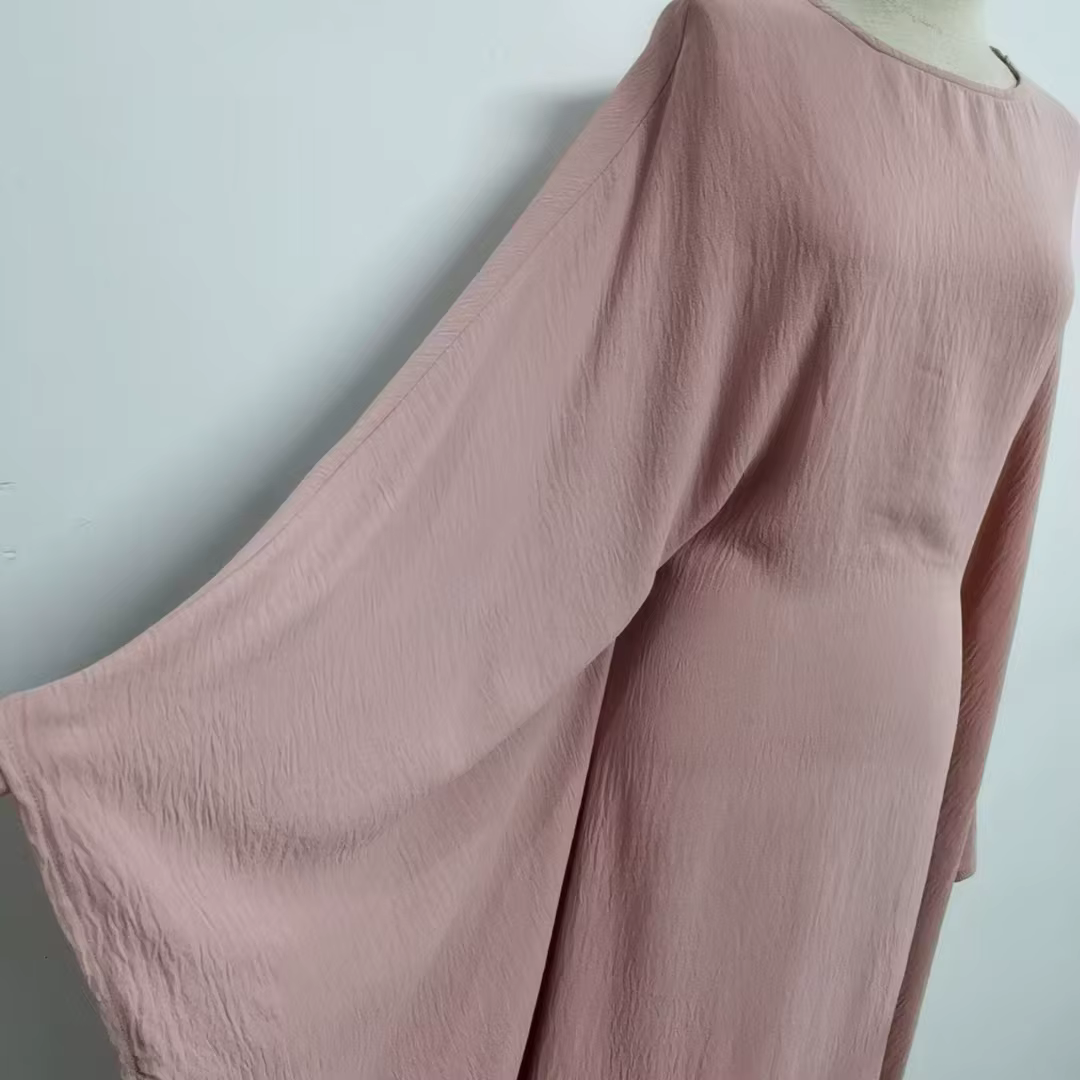 Abaya  Dubaï Manche Aile de Chauve-souris avec Ceinture Ajustable Discrète