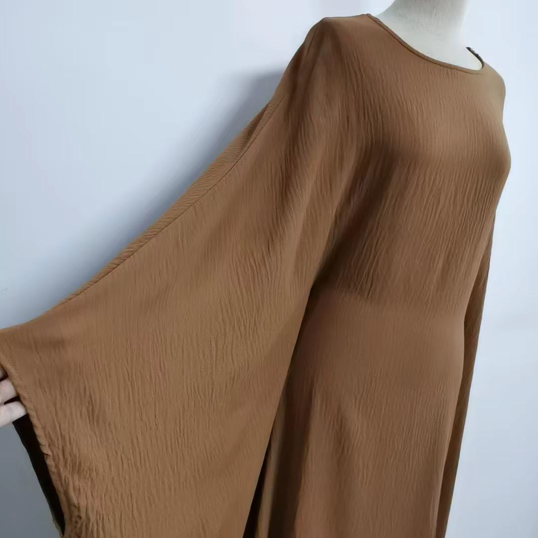 Abaya  Dubaï Manche Aile de Chauve-souris avec Ceinture Ajustable Discrète