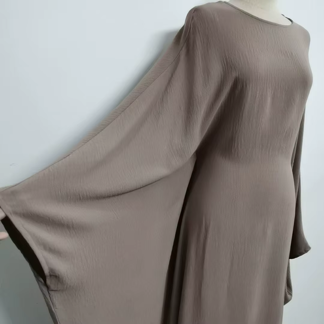 Abaya  Dubaï Manche Aile de Chauve-souris avec Ceinture Ajustable Discrète