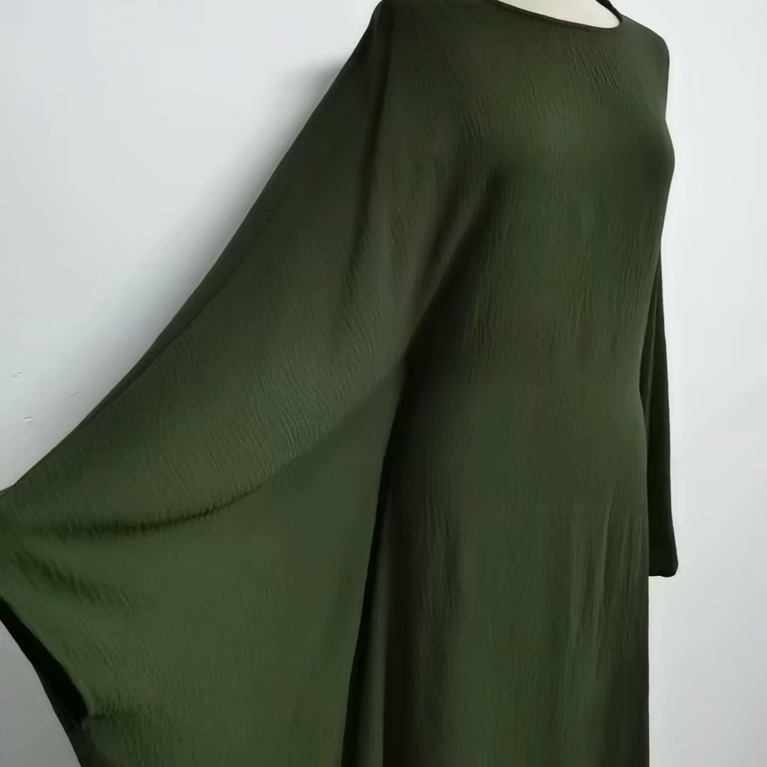 Abaya  Dubaï Manche Aile de Chauve-souris avec Ceinture Ajustable Discrète