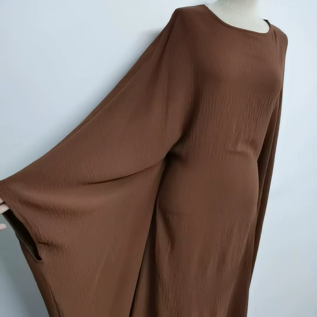 Abaya  Dubaï Manche Aile de Chauve-souris avec Ceinture Ajustable Discrète