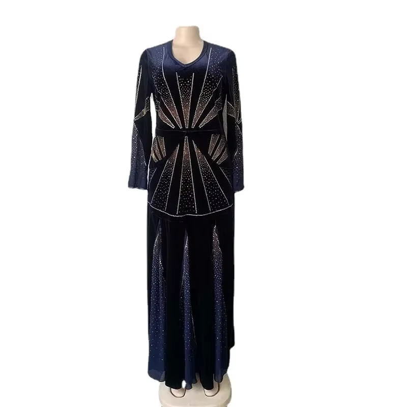 Robe Abaya Velours, Incrustation Strass 