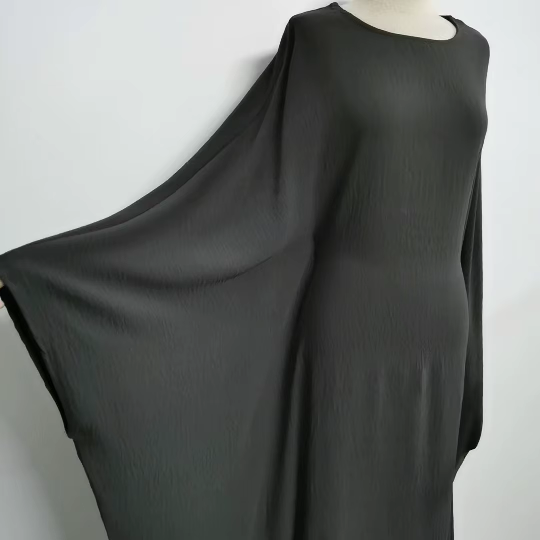 Abaya  Dubaï Manche Aile de Chauve-souris avec Ceinture Ajustable Discrète