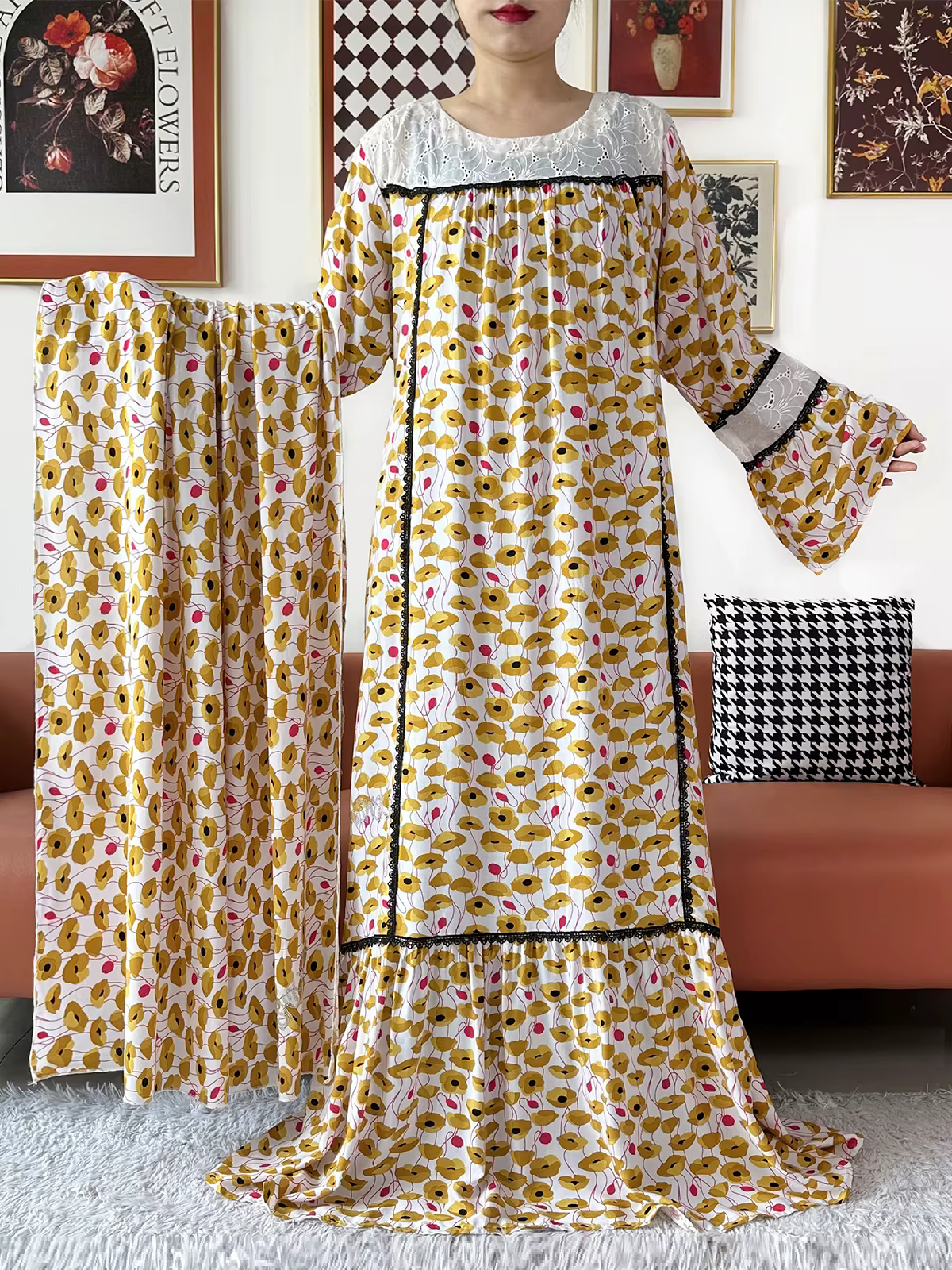Abaya en Coton Manches Longues