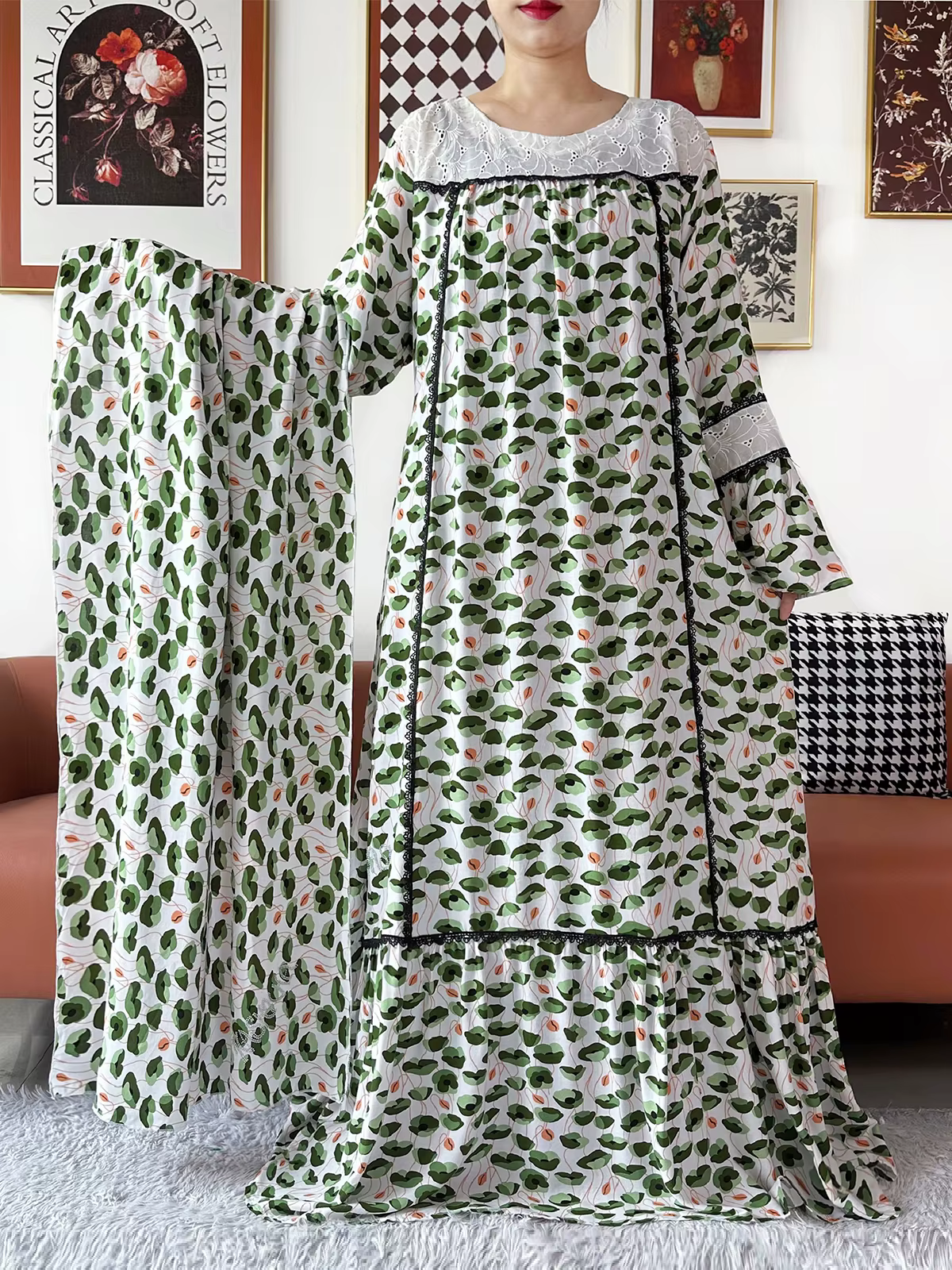 Abaya en Coton Manches Longues