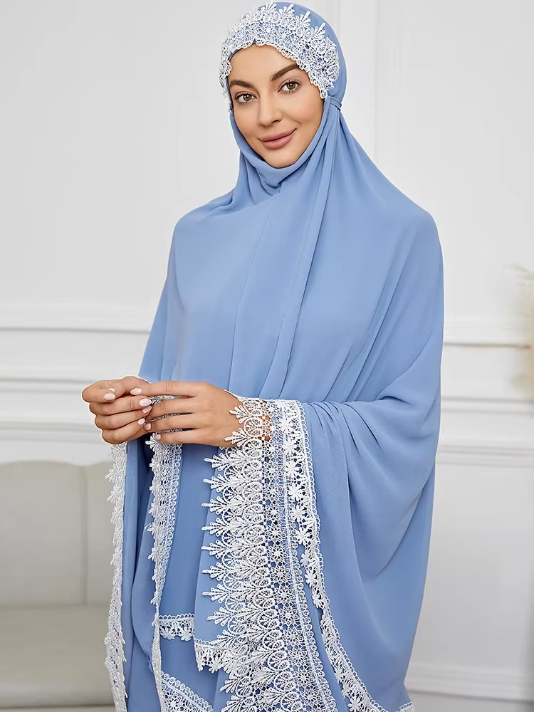 Abaya Dubai 2 pièces garniture en dentelle