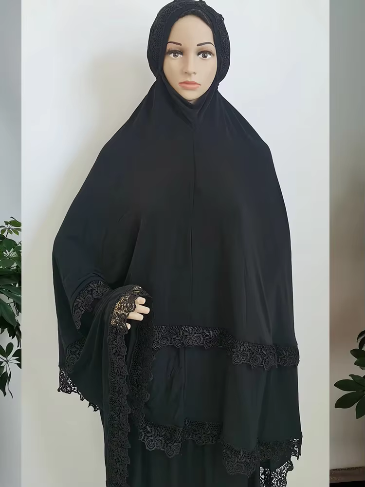 Abaya Dubai 2 pièces garniture en dentelle