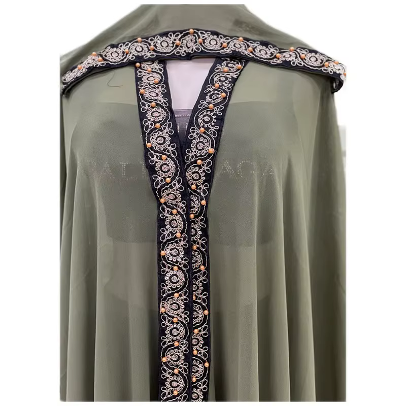 Abaya Dubai à Capuche Manches Chauve Souris