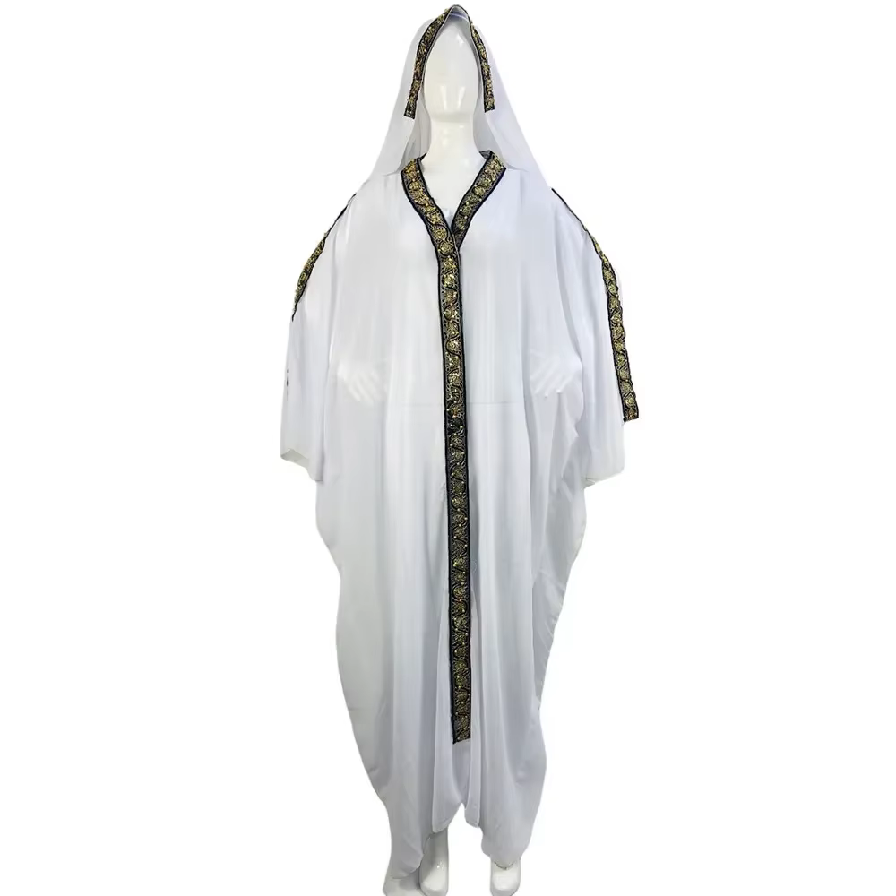 Abaya Dubai à Capuche Manches Chauve Souris