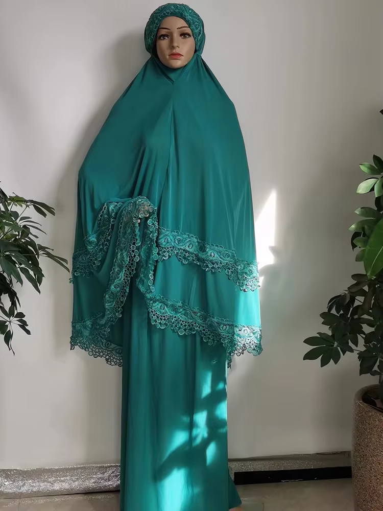 Abaya Dubai 2 pièces garniture en dentelle