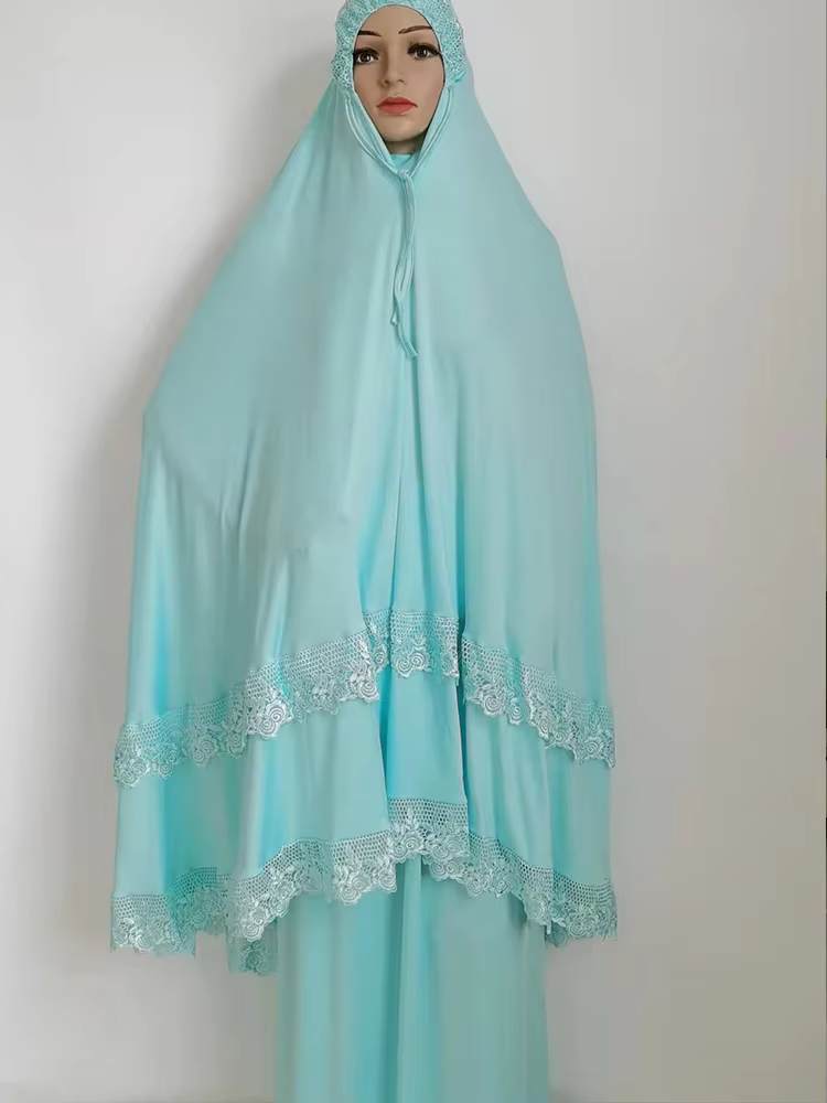 Abaya Dubai 2 pièces garniture en dentelle