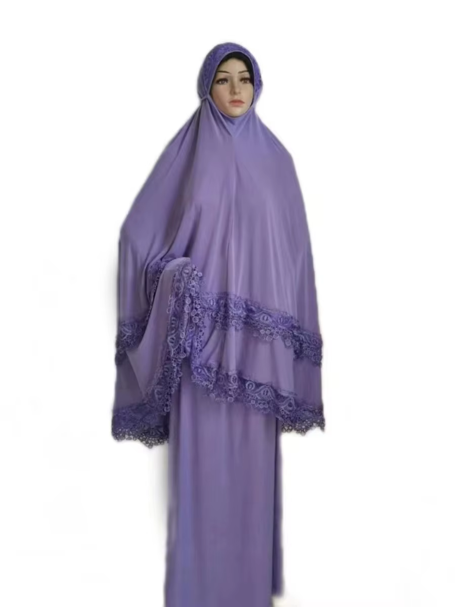 Abaya Dubai 2 pièces garniture en dentelle