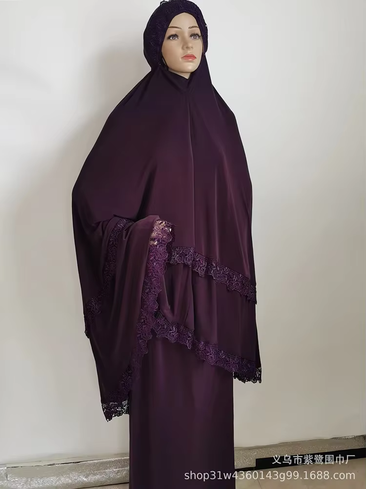 Abaya Dubai 2 pièces garniture en dentelle