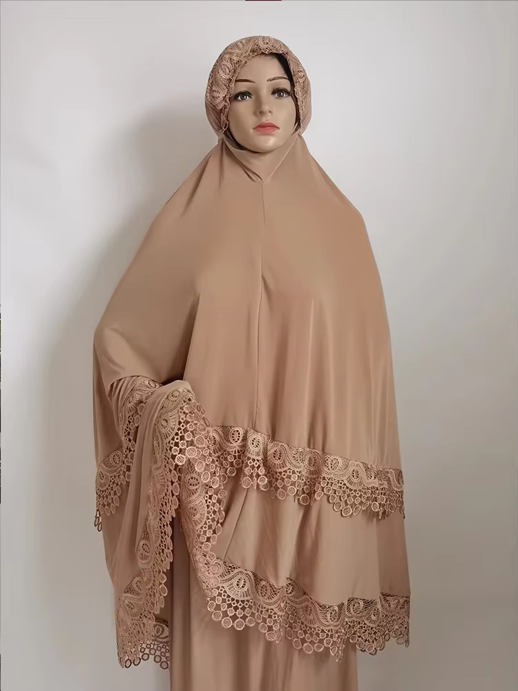 Abaya Dubai 2 pièces garniture en dentelle