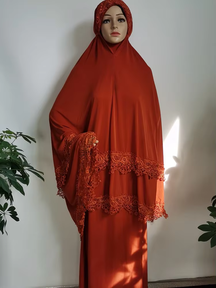 Abaya Dubai 2 pièces garniture en dentelle