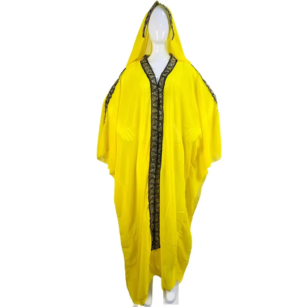Abaya Dubai à Capuche Manches Chauve Souris