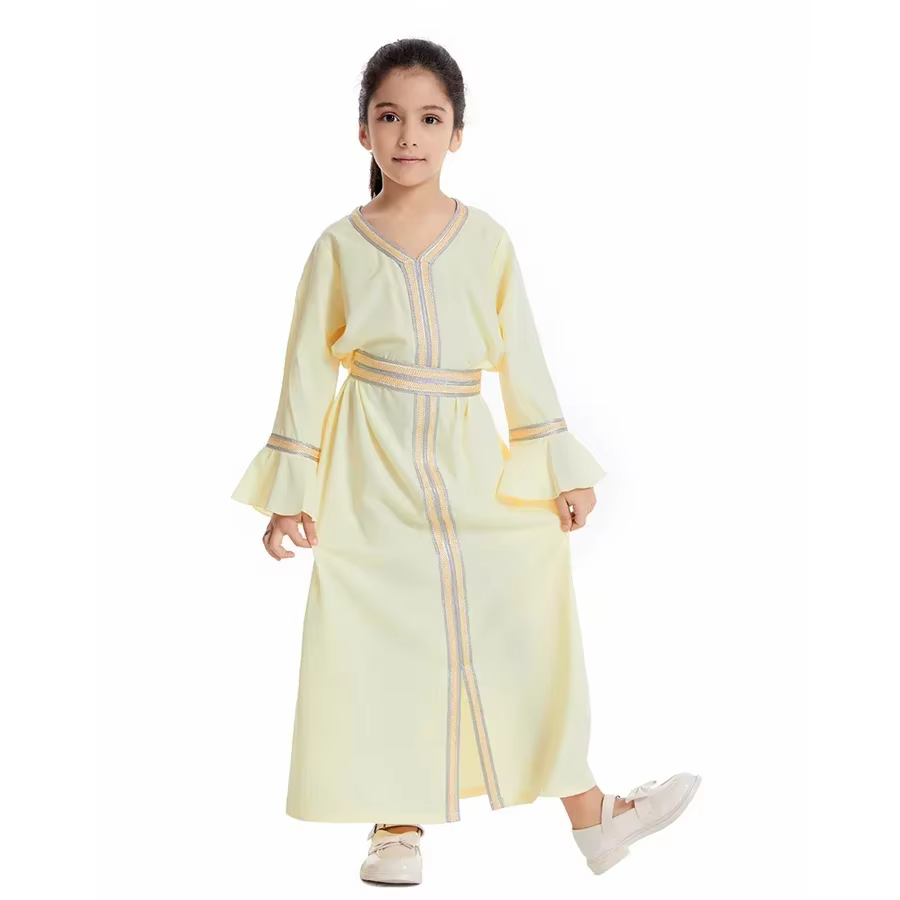 Abaya Pour Fille Brodée Avec Ceinture