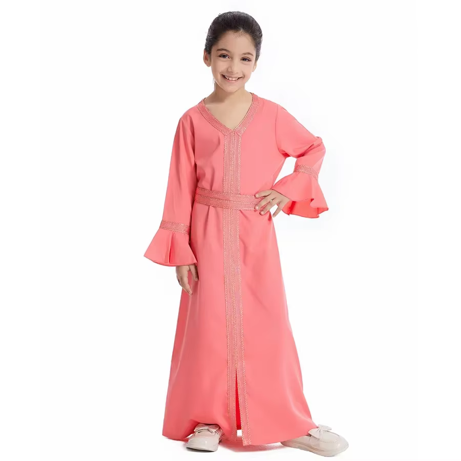 Abaya Pour Fille Brodée Avec Ceinture