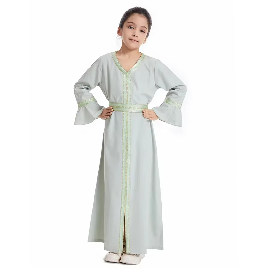 Abaya Pour Fille Brodée Avec Ceinture