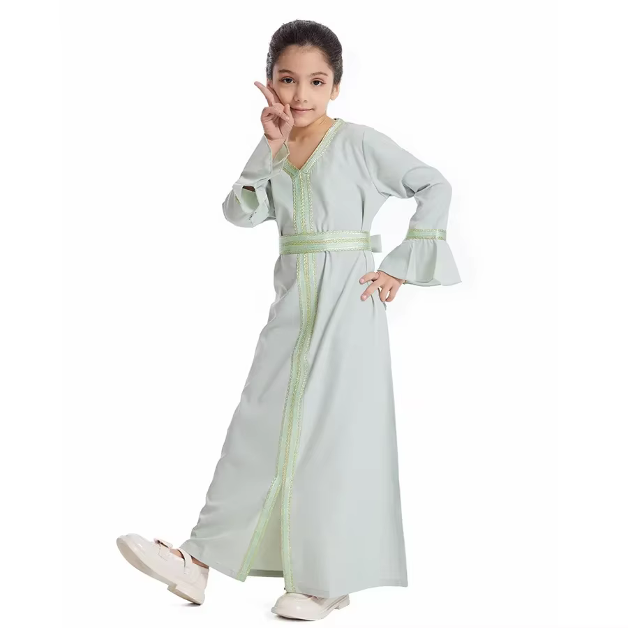 Abaya Pour Fille Brodée Avec Ceinture